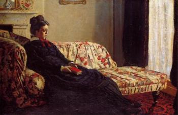 Claude Oscar Monet : Meditation, Madame Monet Sitting on a Sofa